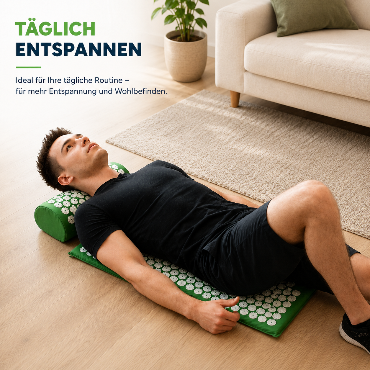 Akupressurmatte mit Kopfkissen – Set für Rücken, Nacken & Schultern